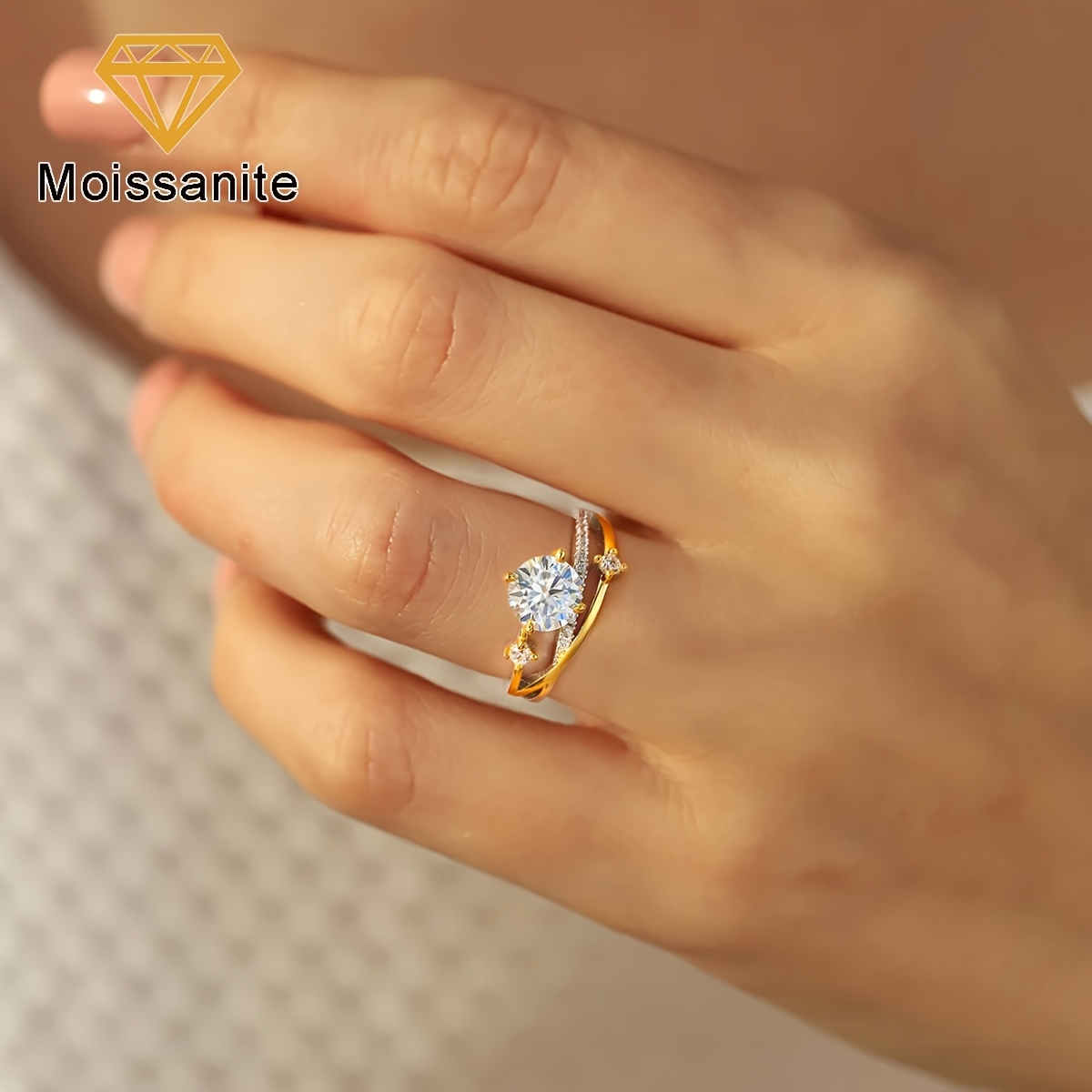Women's 1ct Moissanite Promise Wedding Engagement Ring